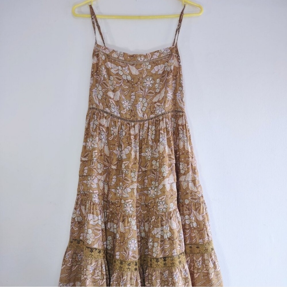 Jaase Boho Tiered Golden Yellow Tiered Mini Dress | NWT| Size Medium - Picture 2 of 11